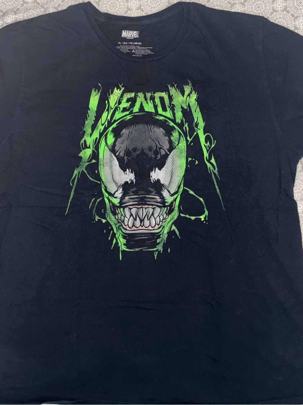 Marvel Black Short Sleeve Tee with Green Venom Graphic